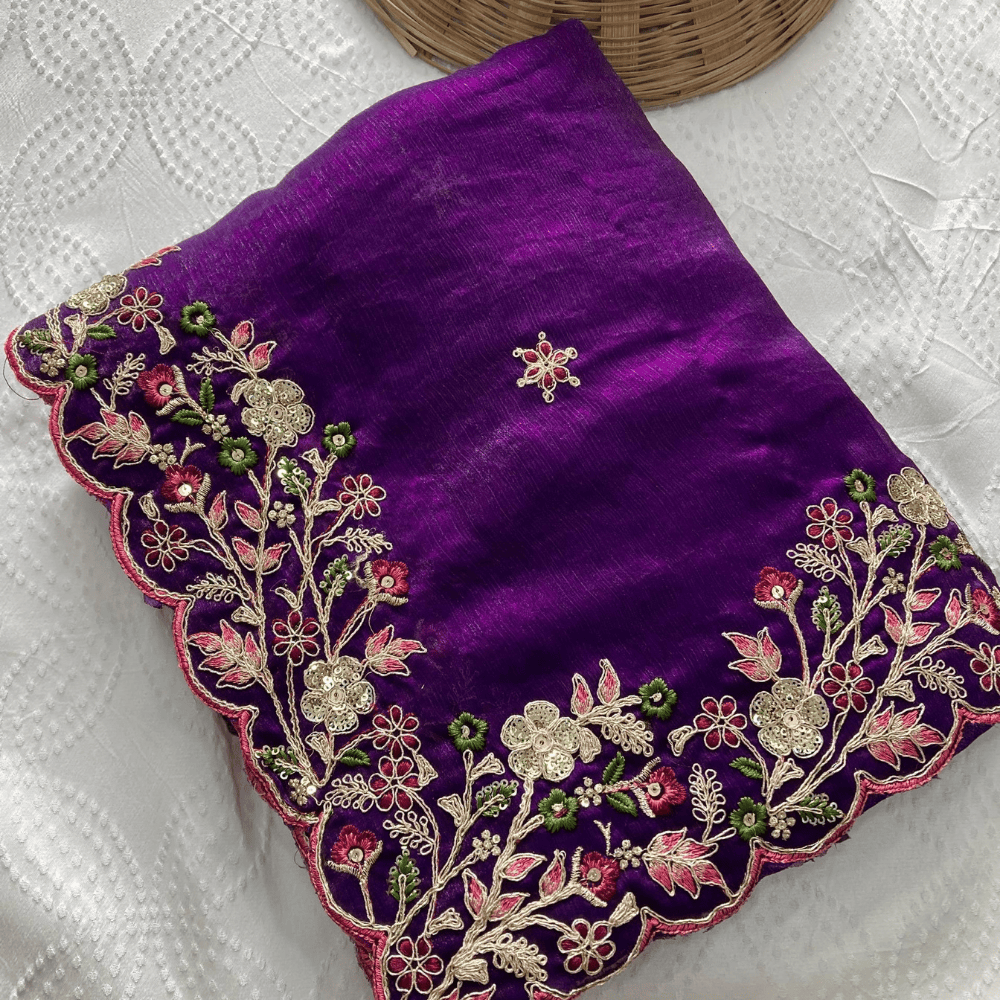 Party Wear Soft Fendy Chiffon Saree With Unstitched BP (Pack of 1)