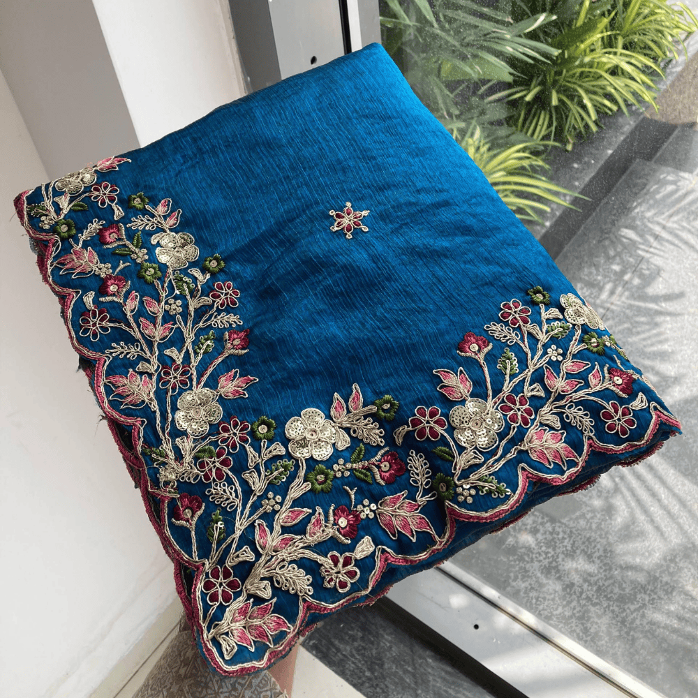 Party Wear Soft Fendy Chiffon Saree With Unstitched BP (Pack of 1)