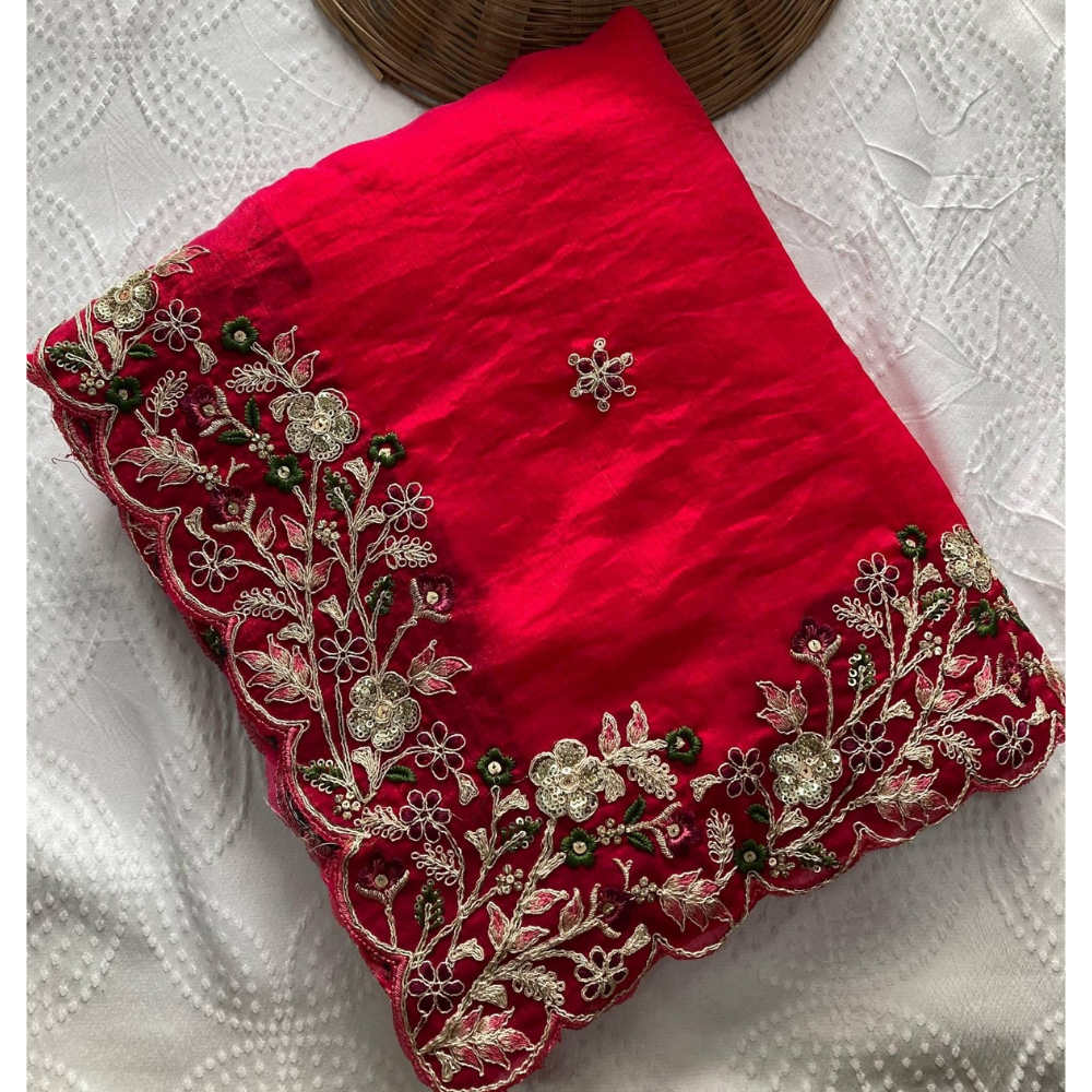 Party Wear Soft Fendy Chiffon Saree With Unstitched BP (Pack of 1)