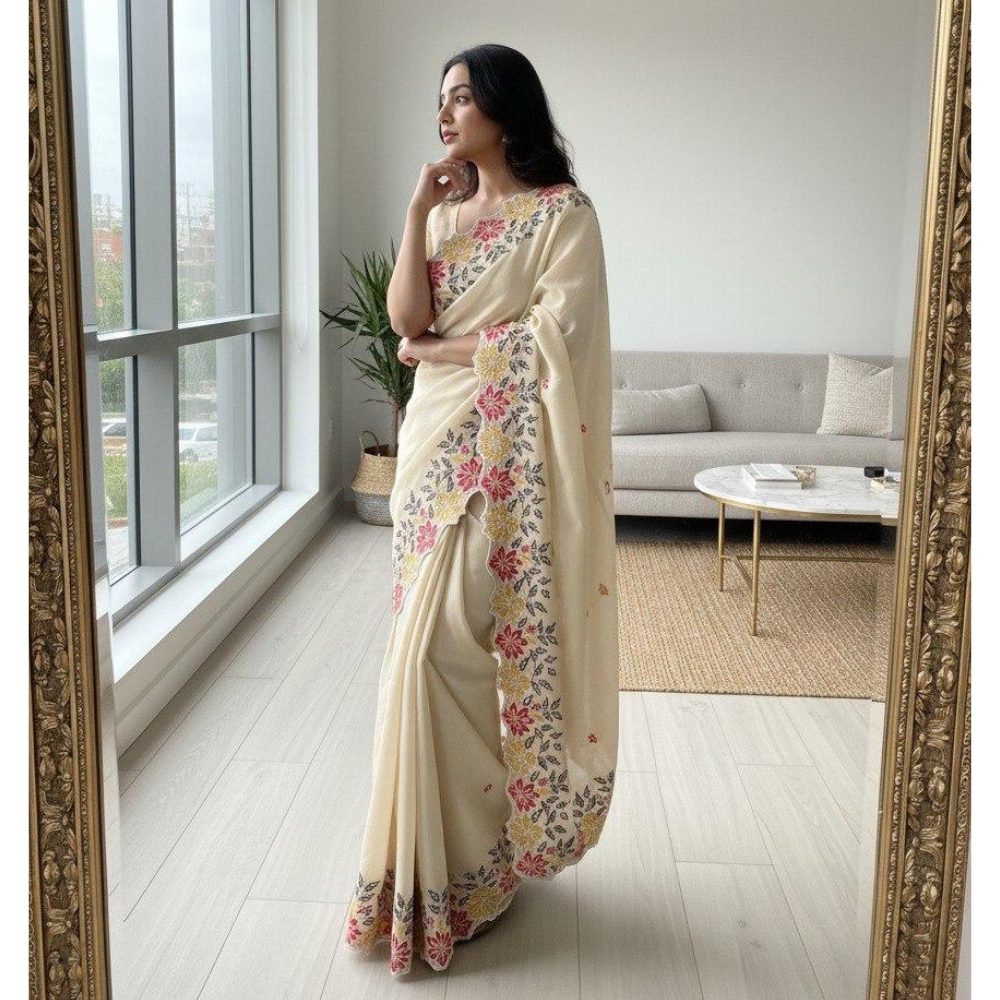 Party Wear Soft Georgette Saree with Unstitched BP (Pack of 1)