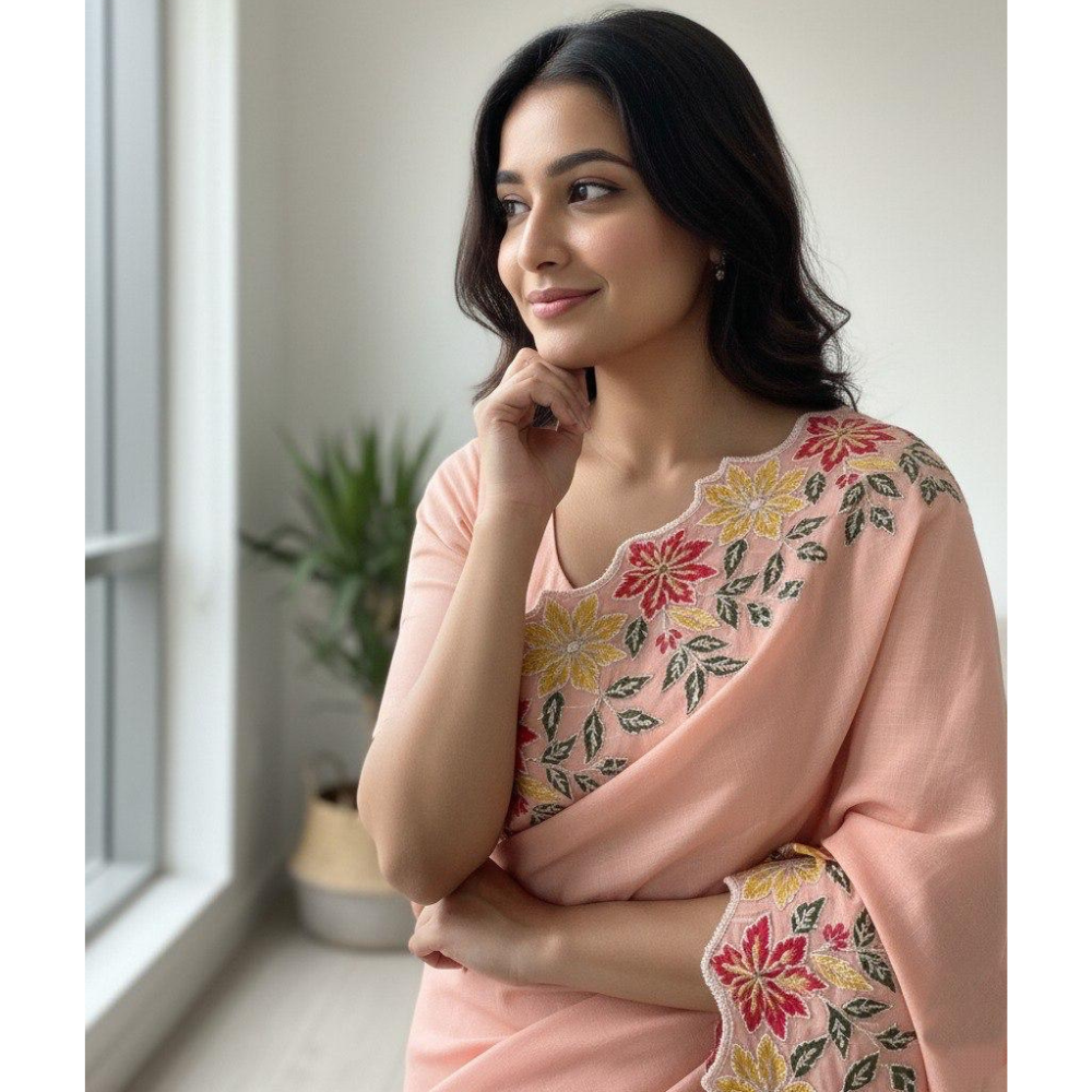 Party Wear Soft Georgette Saree with Unstitched BP (Pack of 1)