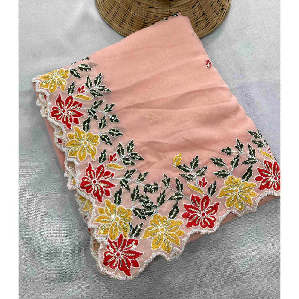 Party Wear Soft Georgette Saree with Unstitched BP (Pack of 1)