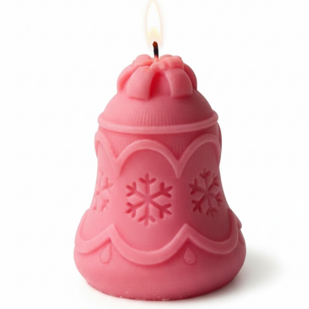 Pink Bell Shape Decorative Soy Wax Candle | Snowflake Design | Home Decor & Gift Candle ( Pack of 2 )