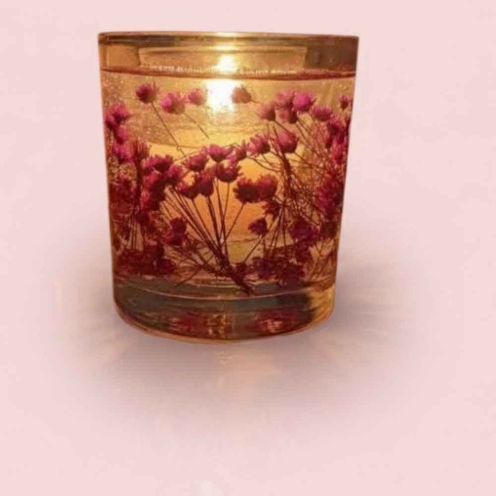 Decorative Gel Wax Flower Candle in Glass Jar for Home Décor & Gifting ( Pack of 1 )