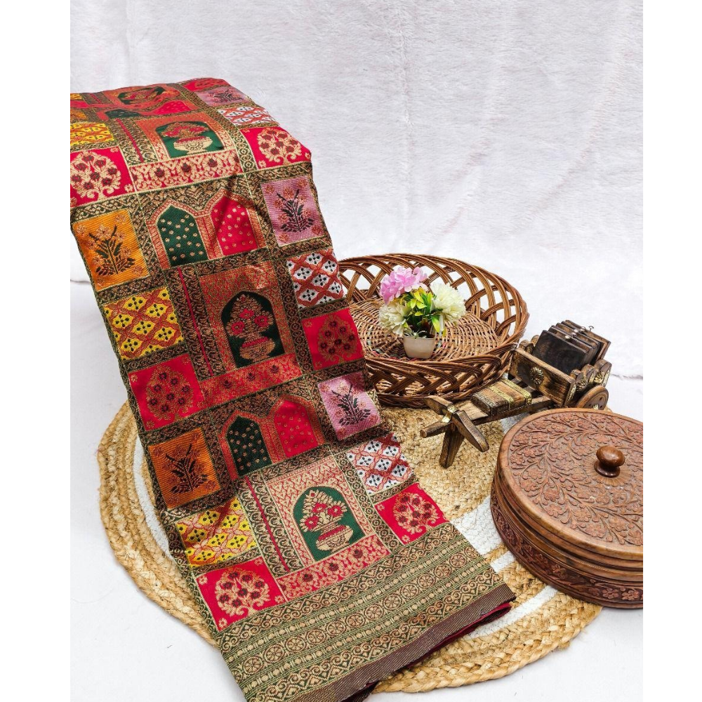 Banarasi Soft Silk Saree with Unstitched BP for Women (Pack of 1)