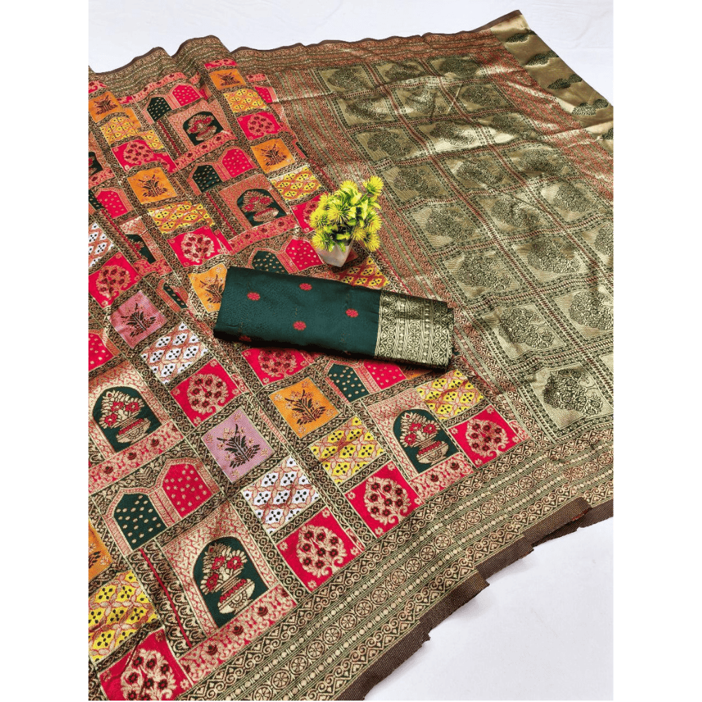 Banarasi Soft Silk Saree with Unstitched BP for Women (Pack of 1)