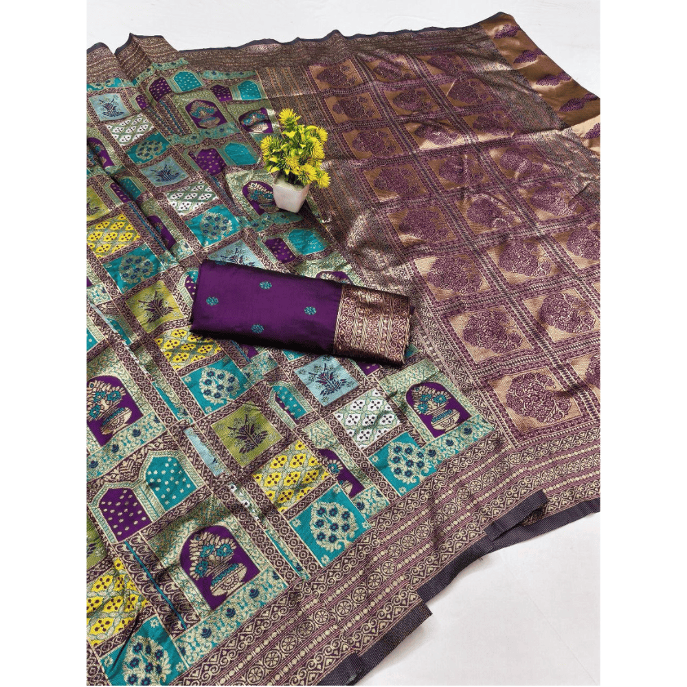 Banarasi Soft Silk Saree with Unstitched BP for Women (Pack of 1)