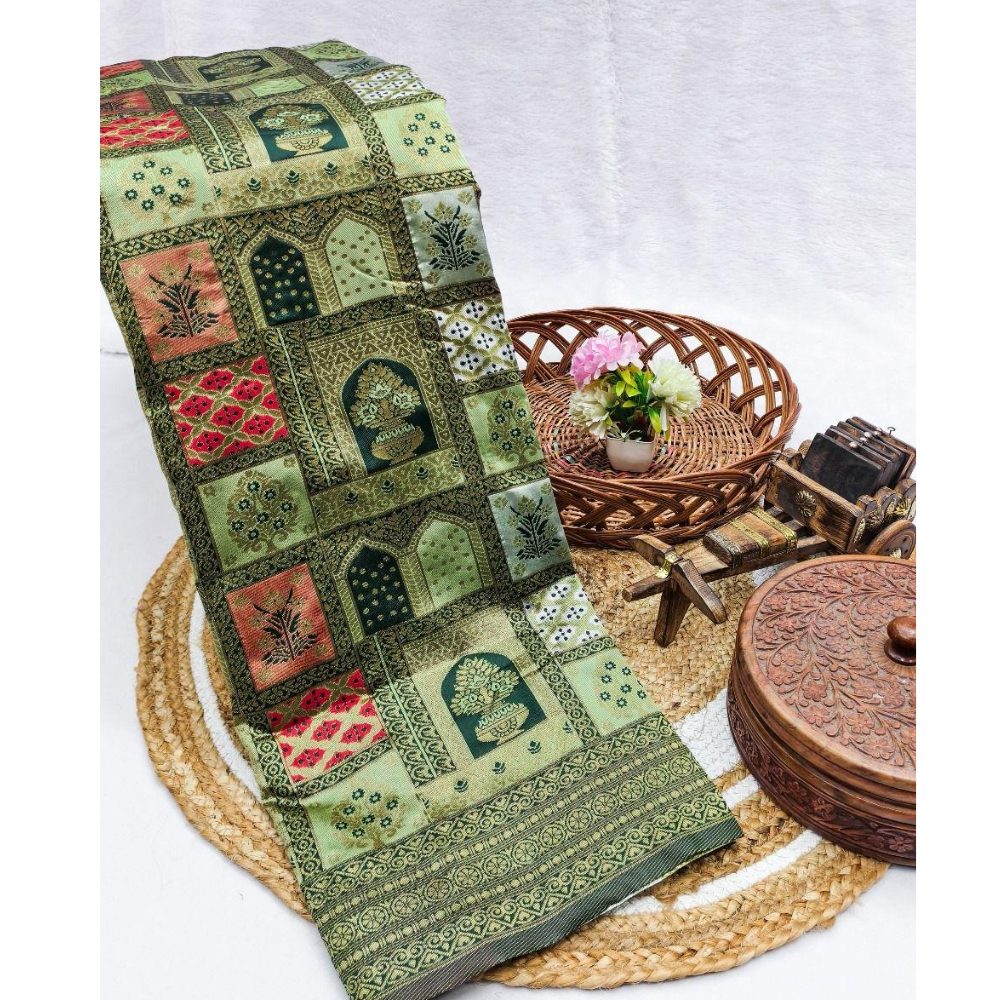 Banarasi Soft Silk Saree with Unstitched BP for Women (Pack of 1)