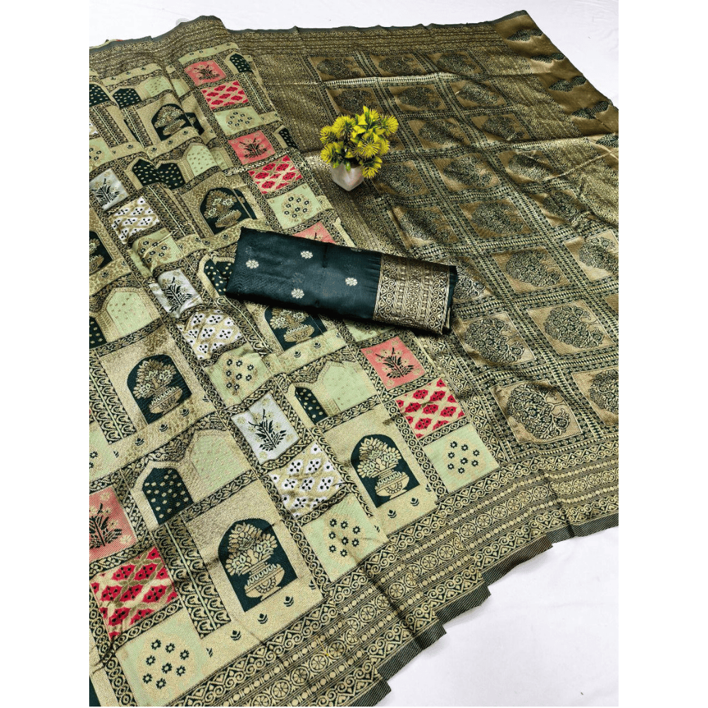 Banarasi Soft Silk Saree with Unstitched BP for Women (Pack of 1)