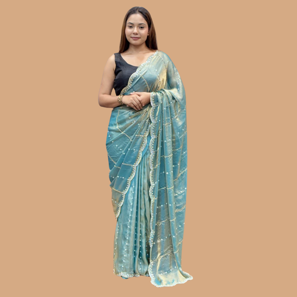 Premium Space Silk Saree with Unstitched BP for Women (Pack of 1)