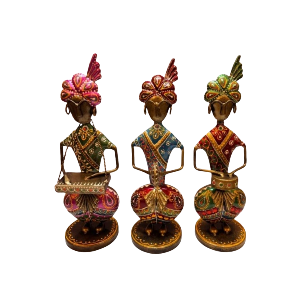 Handcrafted Tribal Musician Figurines – Set of 3 (Pack of 1)