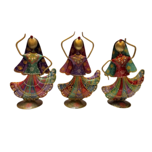 Handcrafted Rajasthani Tribal Dancing Metal Figurines – Set of 3 (Pack of 1)