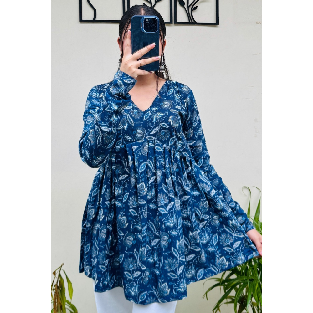 Premium Floral Cotton Peplum Tops Kurta (Combo 2)