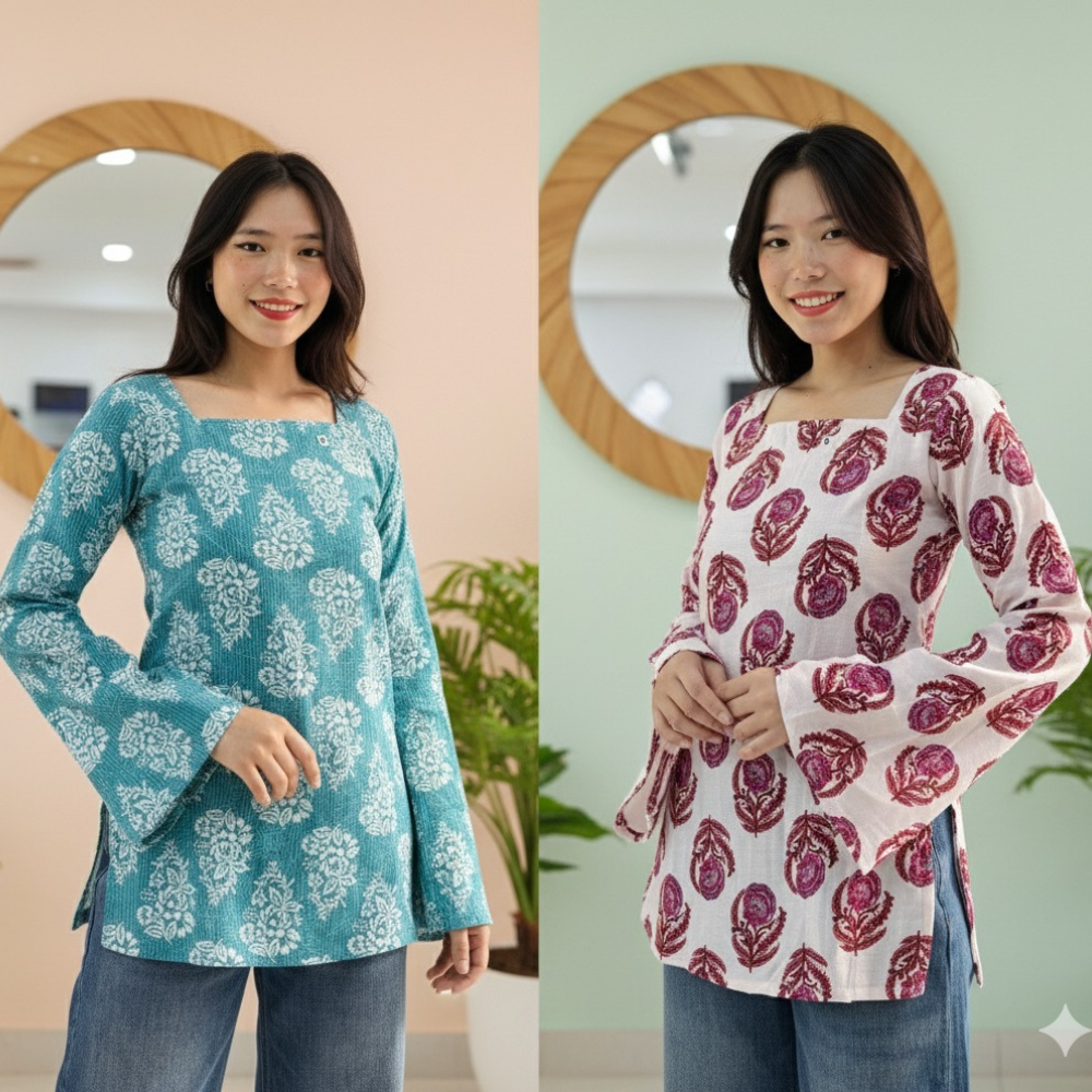 Trendy Handblock Printed Cotton Kurti Combo – Stylish & Comfortable Wear (Combo 2)