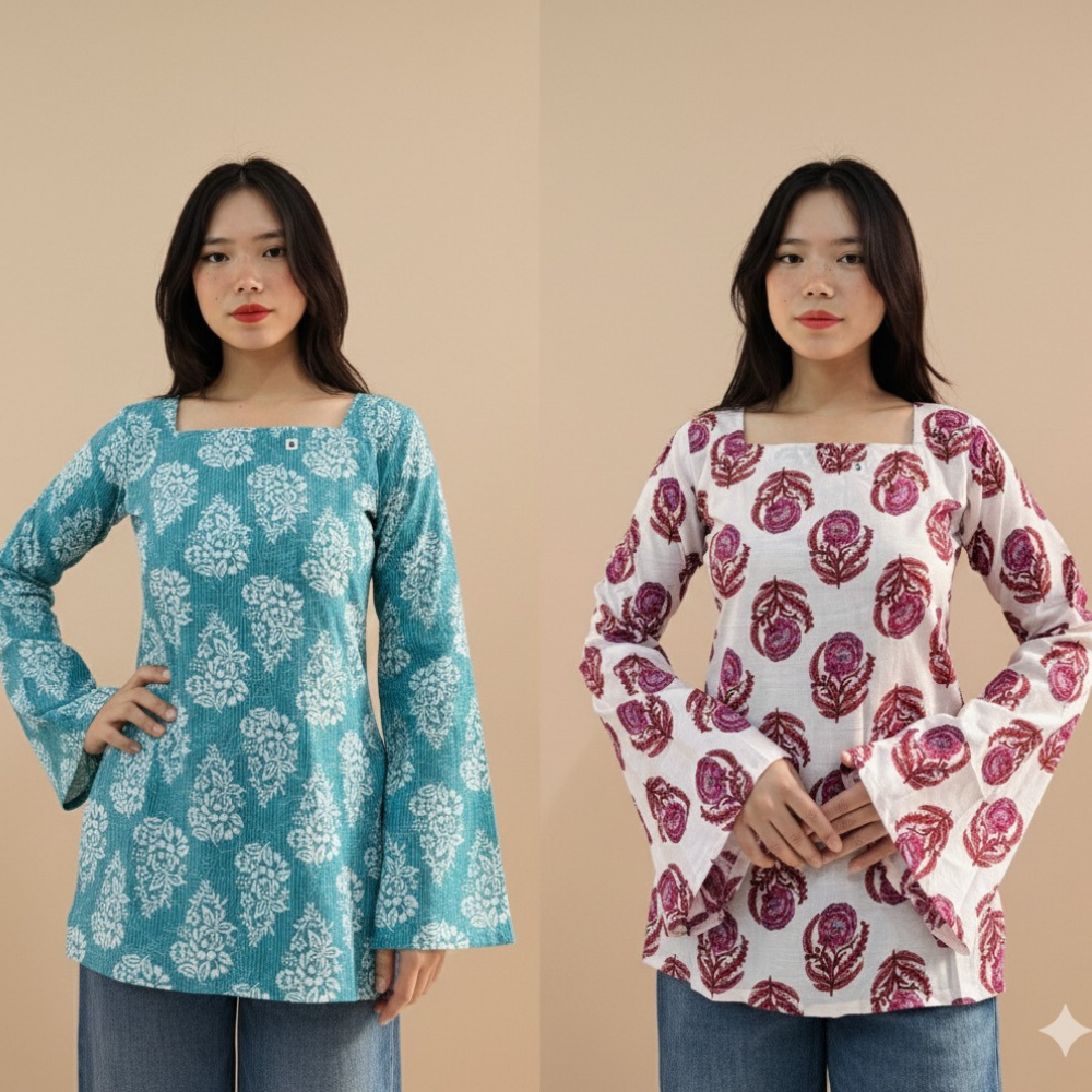 Trendy Handblock Printed Cotton Kurti Combo – Stylish & Comfortable Wear (Combo 2)