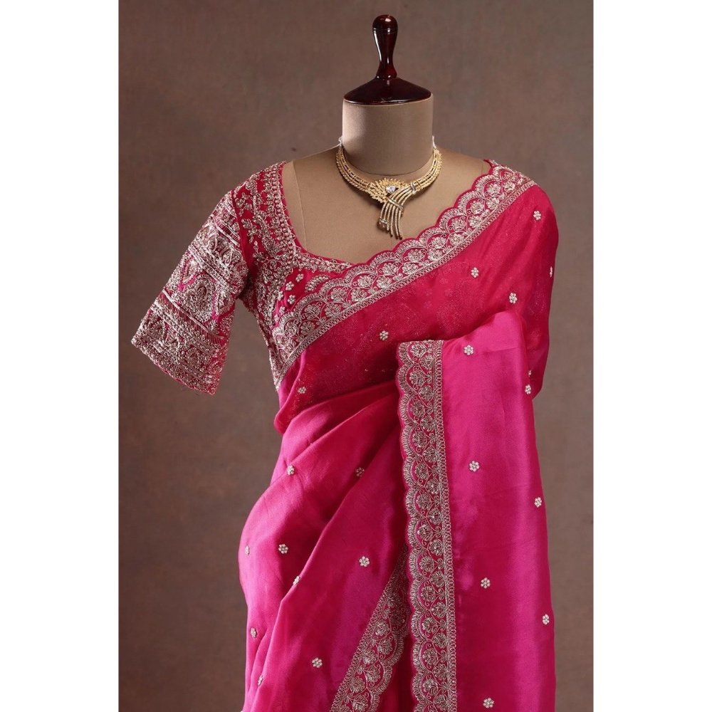 Women's Premium Silk Saree Saree with Designer Unstitched BP (Pack of 1)