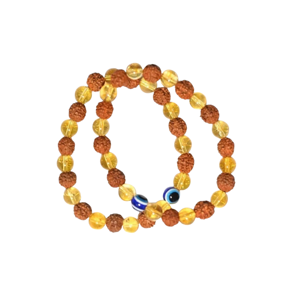Rudraksha Citrine Crystal Bracelet (Pack of 2)