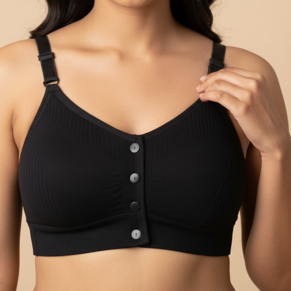 Women’s Front Button Padded Comfort Bra (Pack of 1)