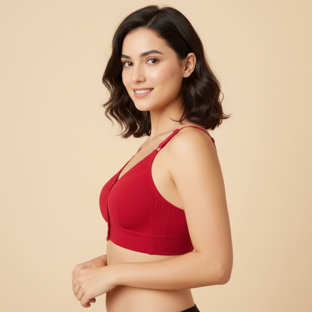 Women’s Front Button Padded Comfort Bra (Pack of 1)