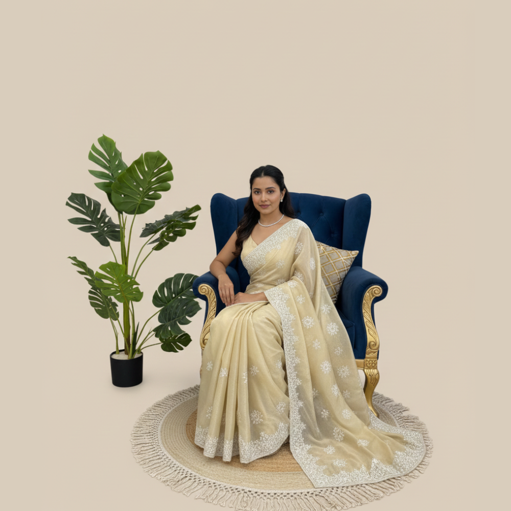 Women's Stylish Jimmy Choo Saree with Unstitched BP (Pack of 1)