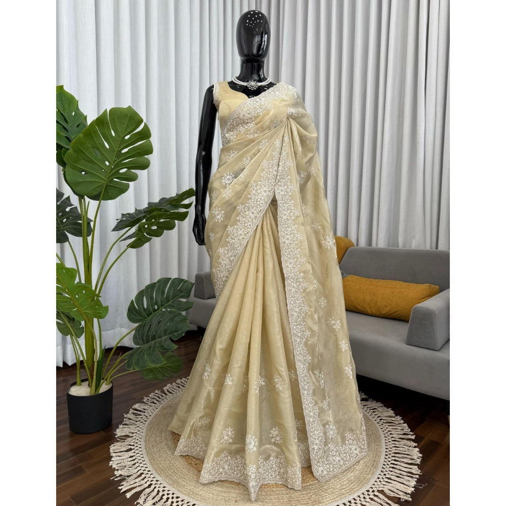 Women's Stylish Jimmy Choo Saree with Unstitched BP (Pack of 1)