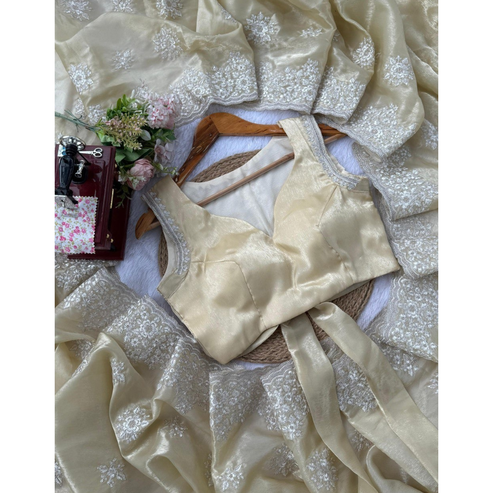 Women's Stylish Jimmy Choo Saree with Unstitched BP (Pack of 1)