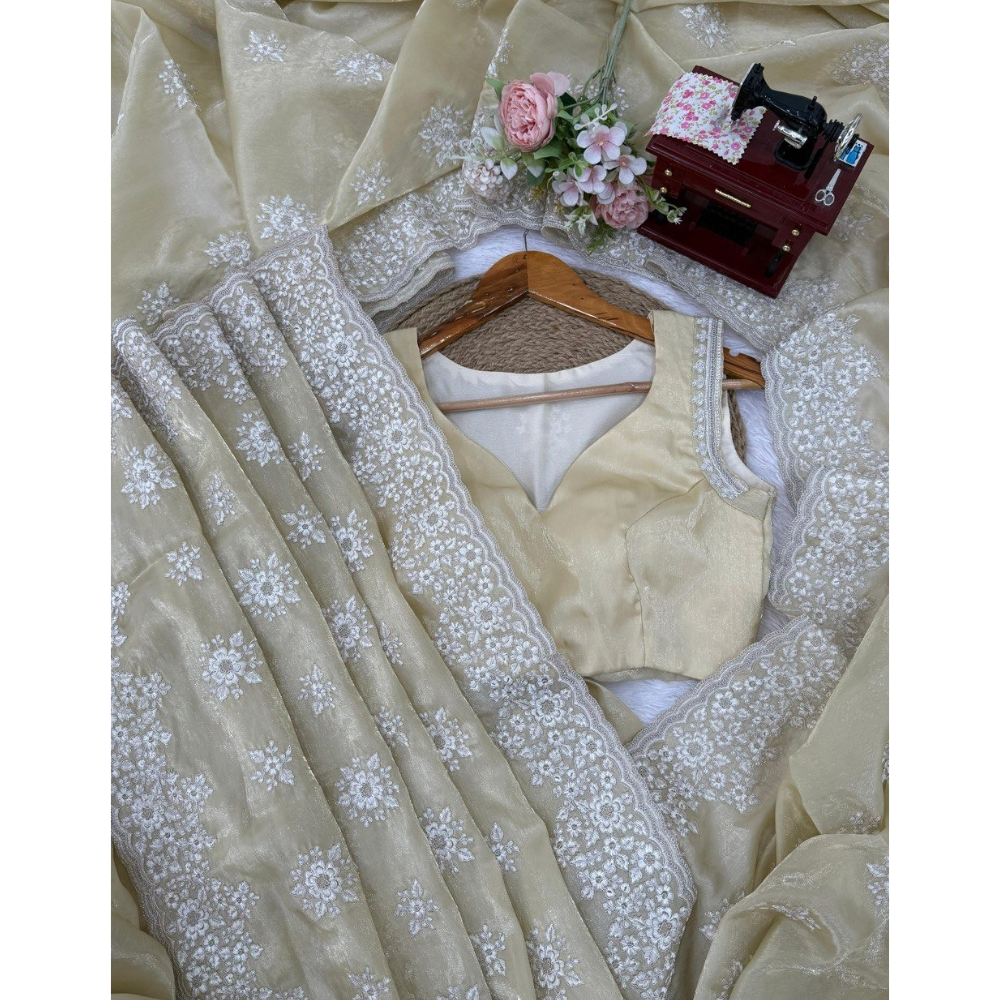 Women's Stylish Jimmy Choo Saree with Unstitched BP (Pack of 1)