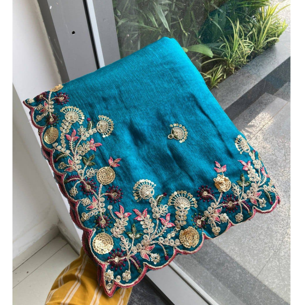 Women's Party Wear Soft Fendy Chiffon Saree with Unstitched BP (Pack of 1)