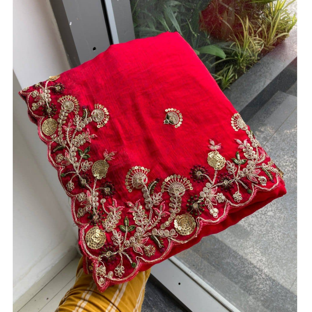 Women's Party Wear Soft Fendy Chiffon Saree with Unstitched BP (Pack of 1)