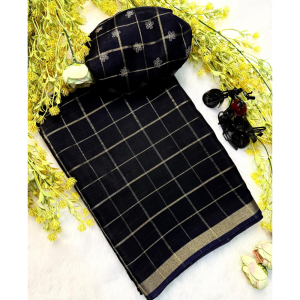 Women's Cotton Blend Zari Work Saree with Unstitched BP (Pack of 1)