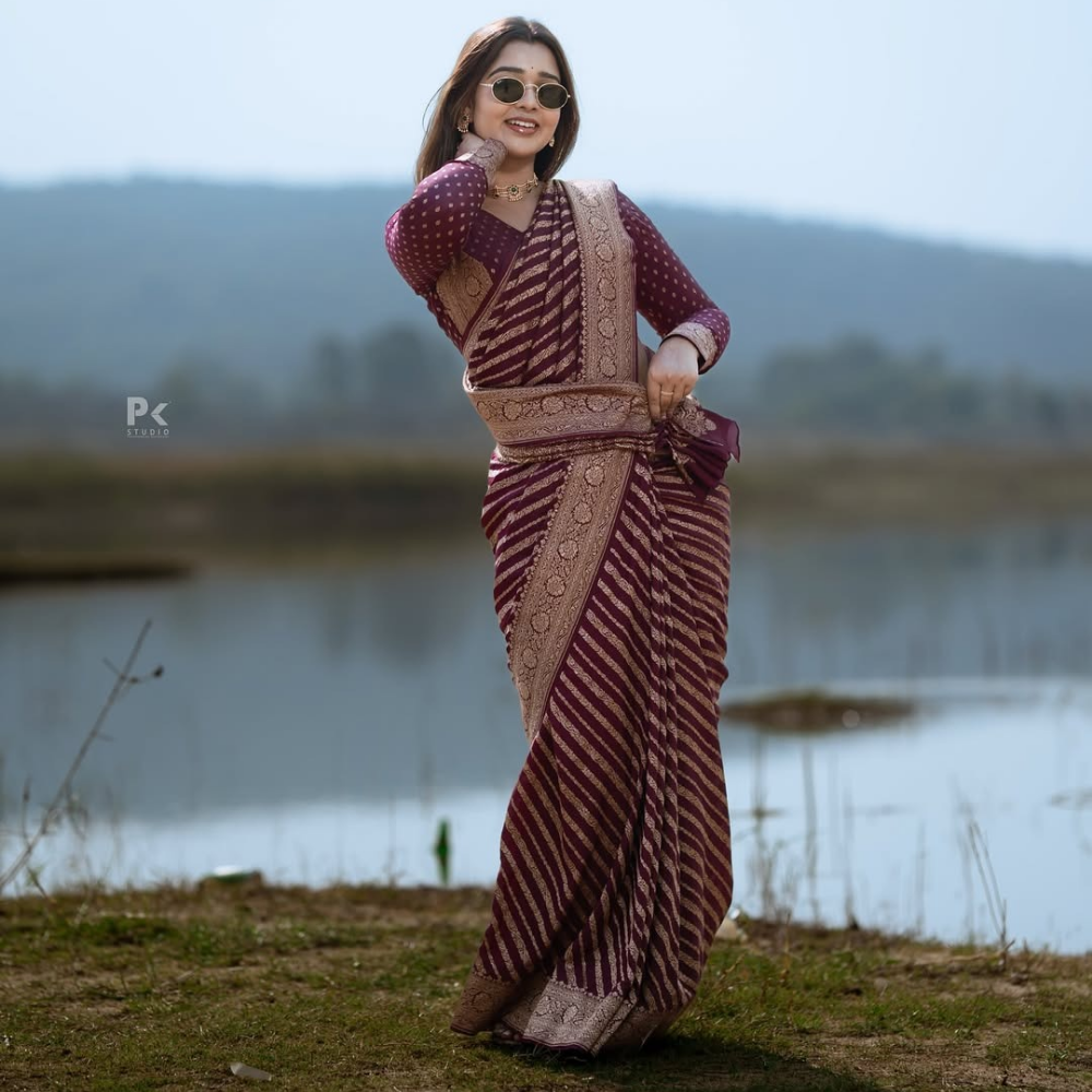 Women’s Banarasi Soft Silk Saree with Unstitched BP (Pack of 1)