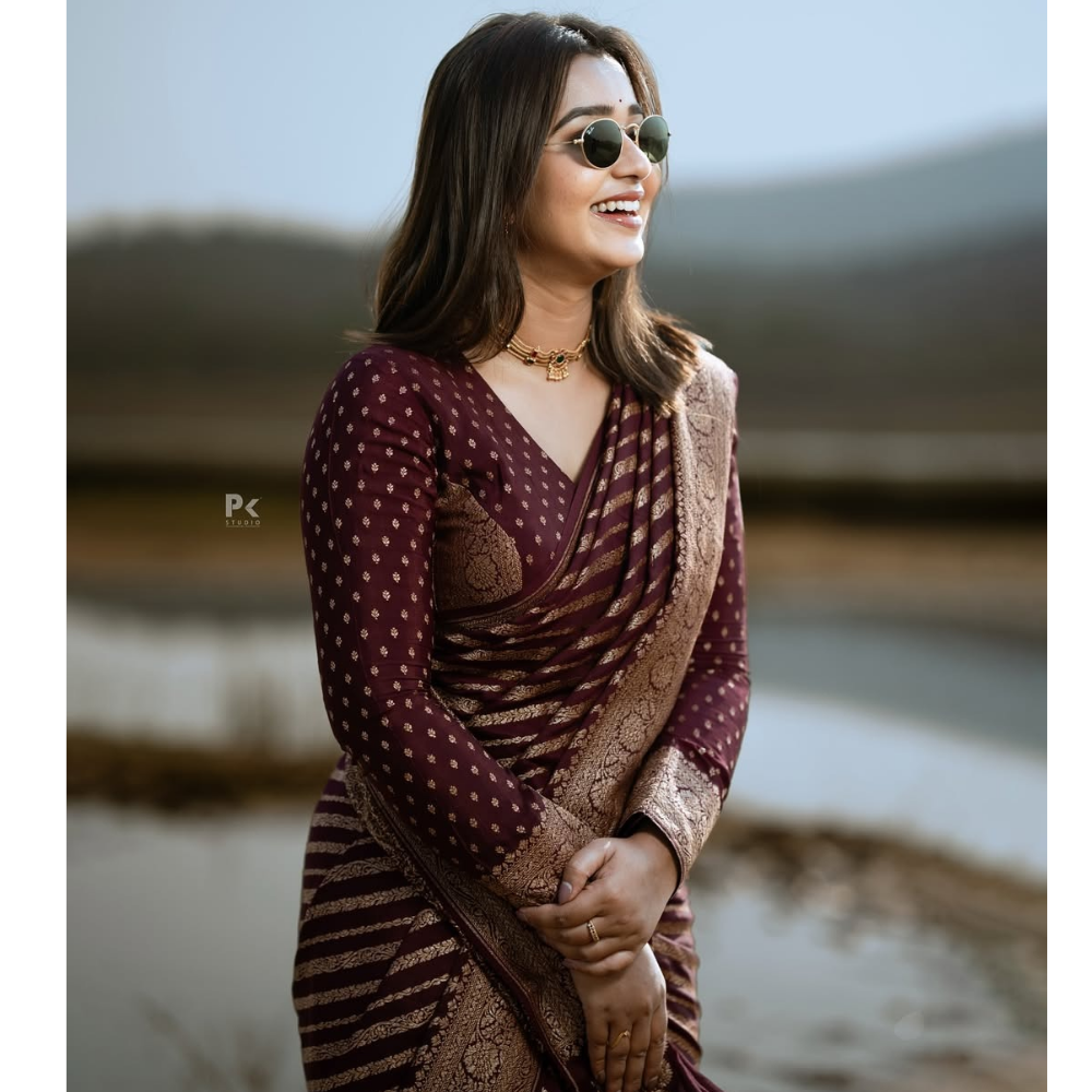 Women’s Banarasi Soft Silk Saree with Unstitched BP (Pack of 1)