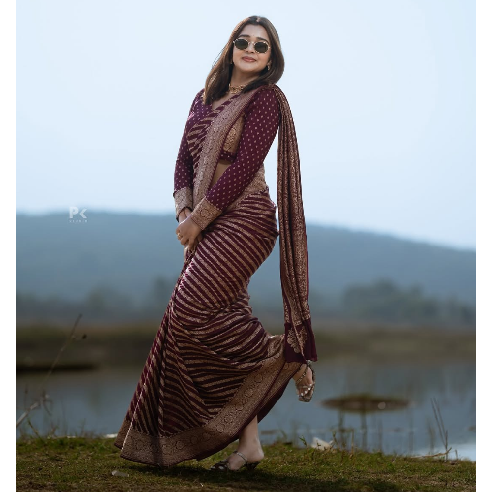 Women’s Banarasi Soft Silk Saree with Unstitched BP (Pack of 1)