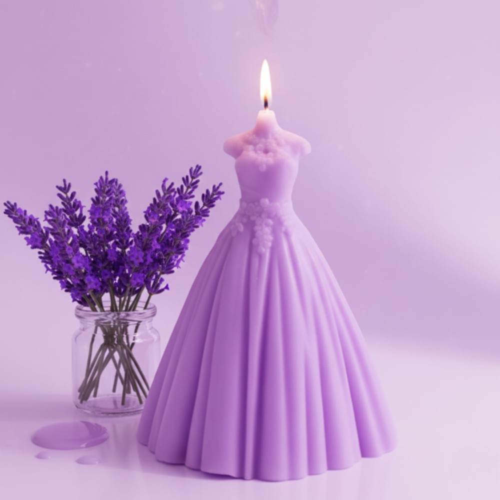 Handcrafted Gown Art Vanilla Candle (Pack of 3)