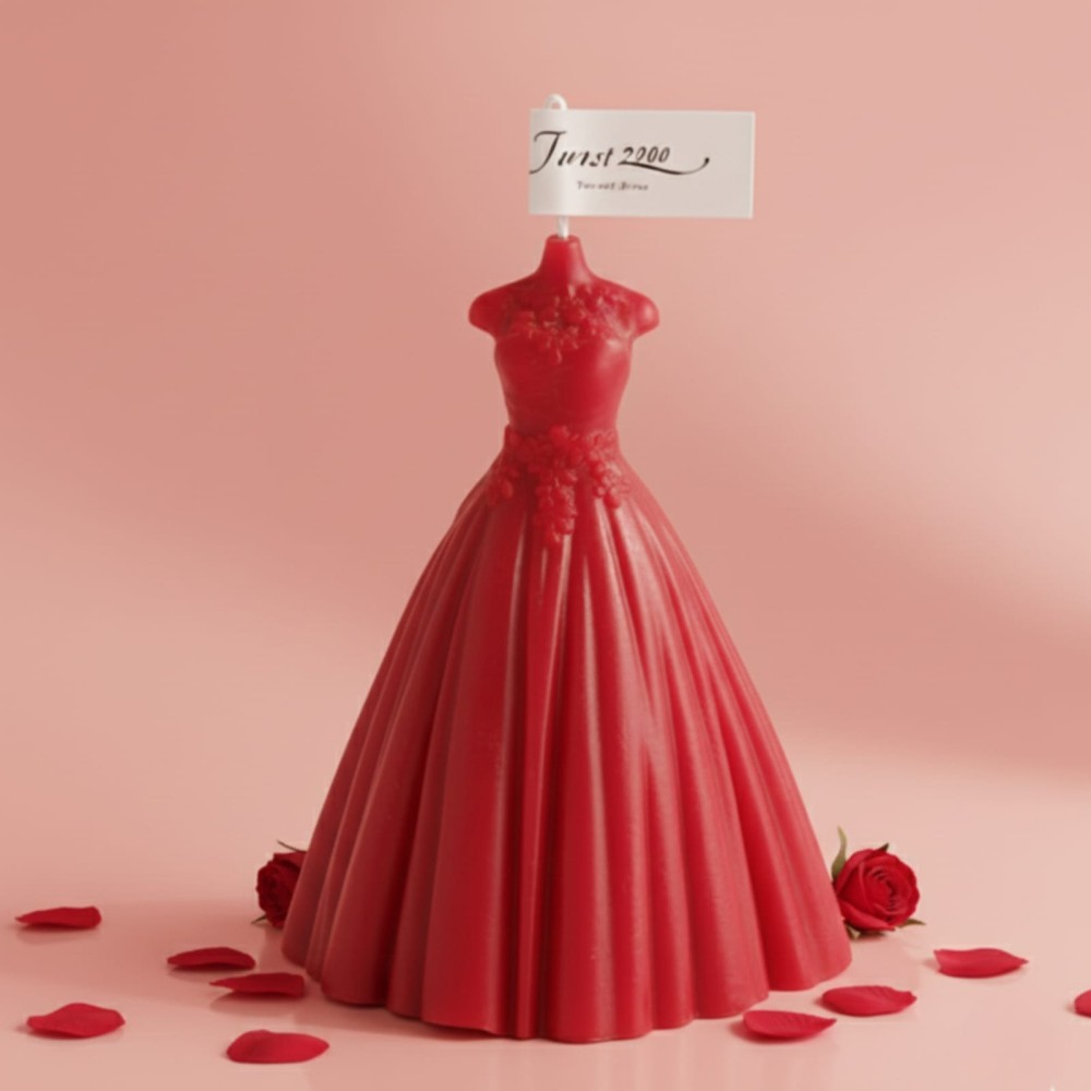 Handcrafted Gown Art Vanilla Candle (Pack of 3)