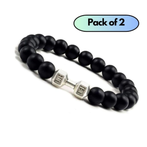 Black Matte Agate Onyx Beads Bracelet (Pack of 2)