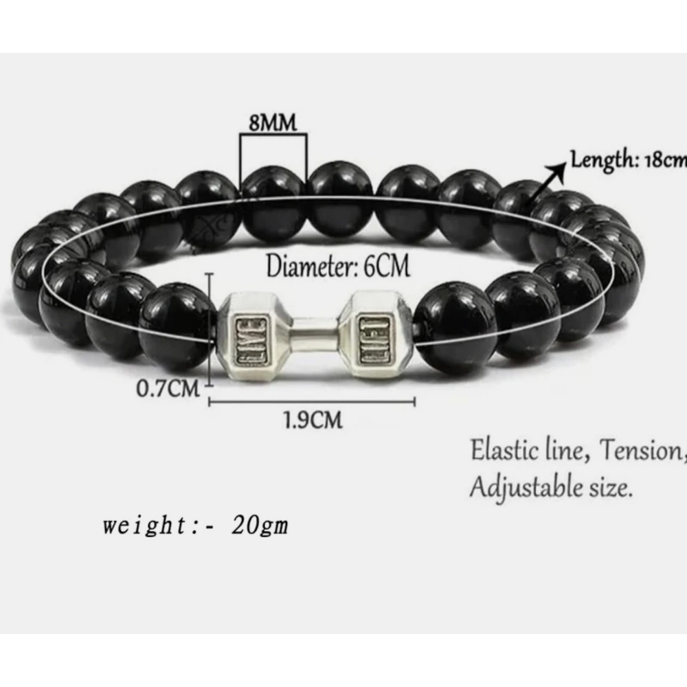 Black Matte Agate Onyx Beads Bracelet (Pack of 2)