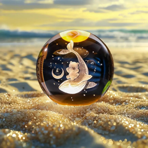 Celestial Whale & Bear 3D Crystal Ball – Warm LED Night Light – Anniversary & Birthday Gift for Kids and Adults (Pack of 1)