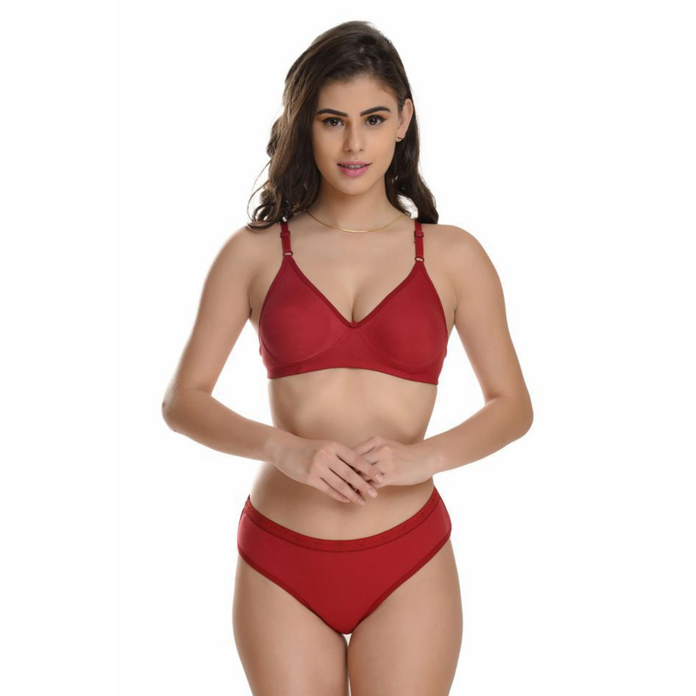 Akakee Multicolour Seamless Citton Bra-Panty Set For Women's (Pack of 3)