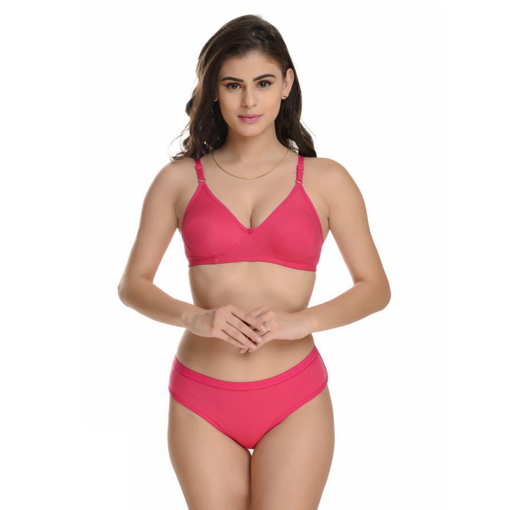 Akakee Multicolour Seamless Citton Bra-Panty Set For Women's (Pack of 3)