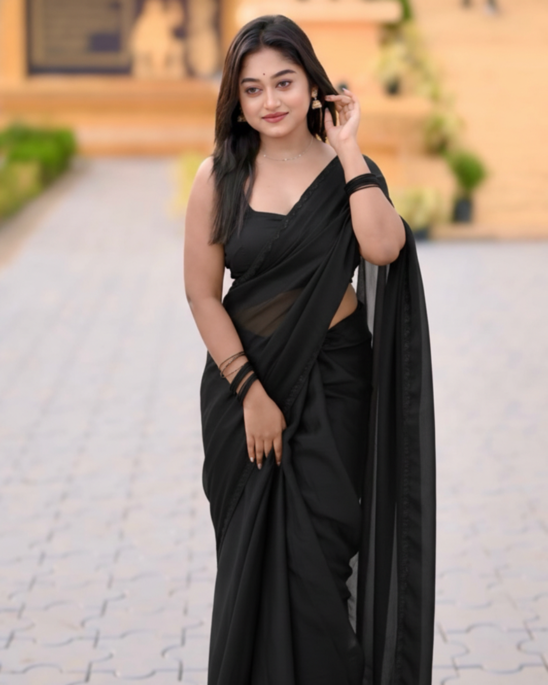 Women’s Premium Organza Saree with Zari Border & Unstitched BP (Pack of 1)