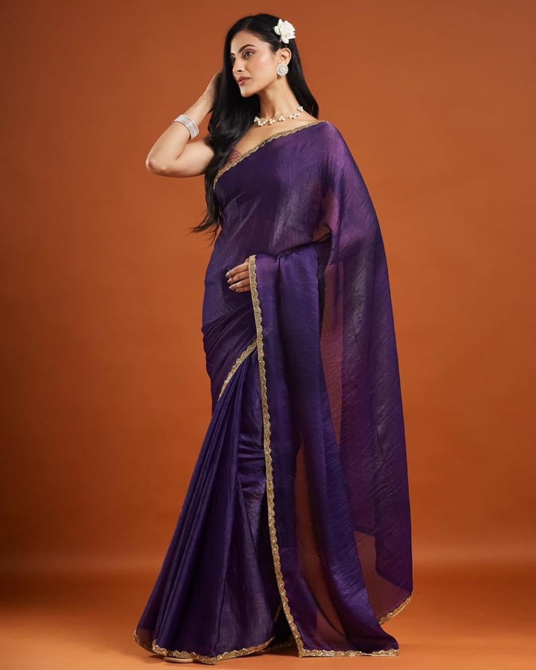 Women’s Premium Organza Saree with Zari Border & Unstitched BP (Pack of 1)