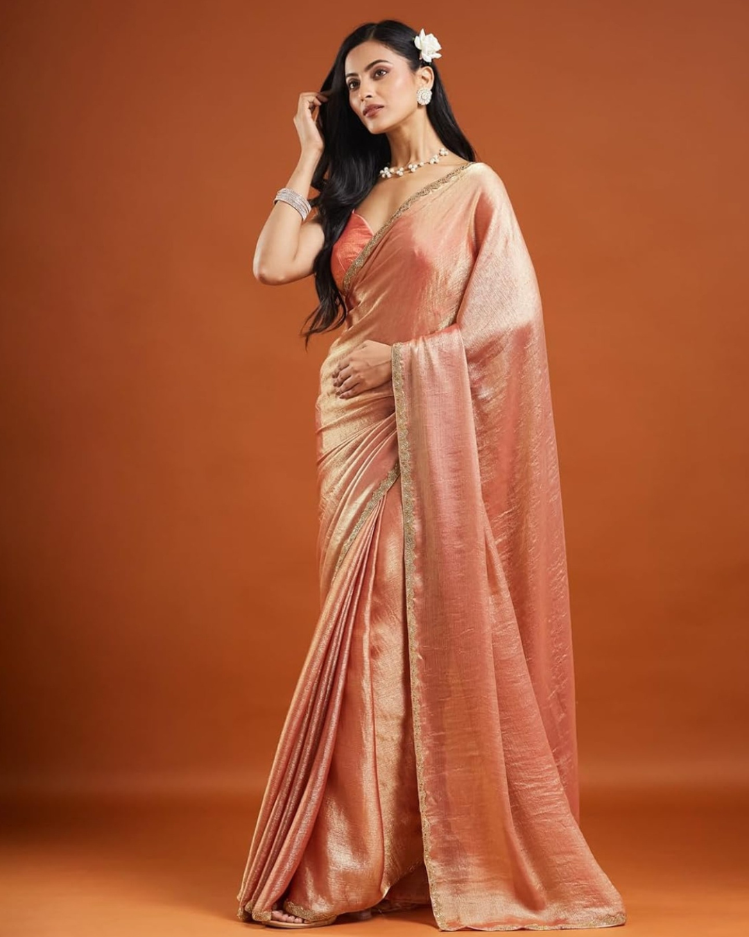 Women’s Premium Organza Saree with Zari Border & Unstitched BP (Pack of 1)