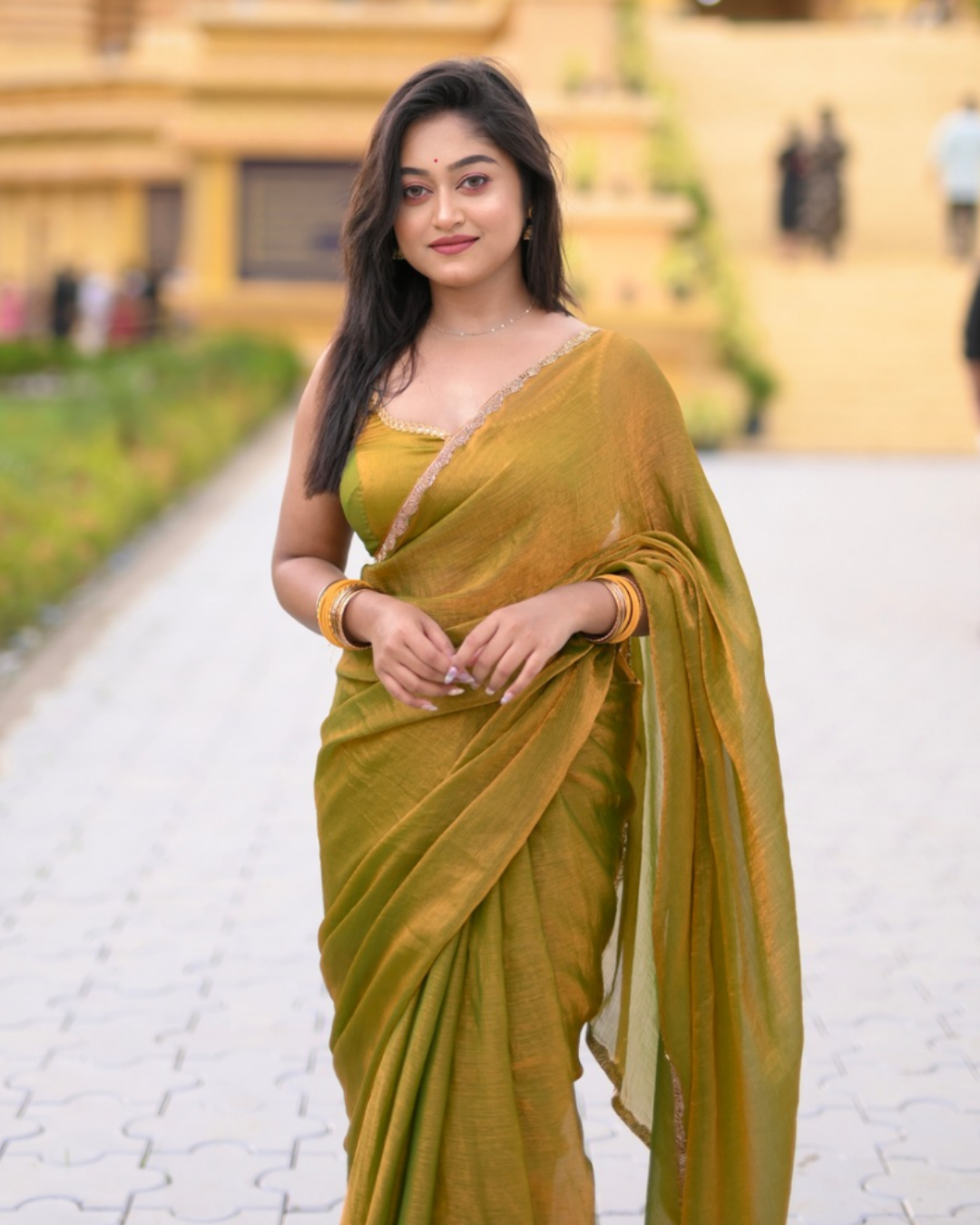 Women’s Premium Organza Saree with Zari Border & Unstitched BP (Pack of 1)