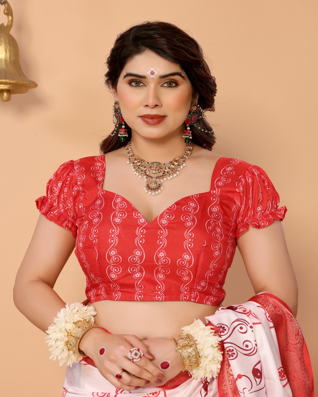 Tussar Silk Saree with Kalighat Devi Artwork, Zari Border & Traditional Tassel Pallu (Pack of 1)