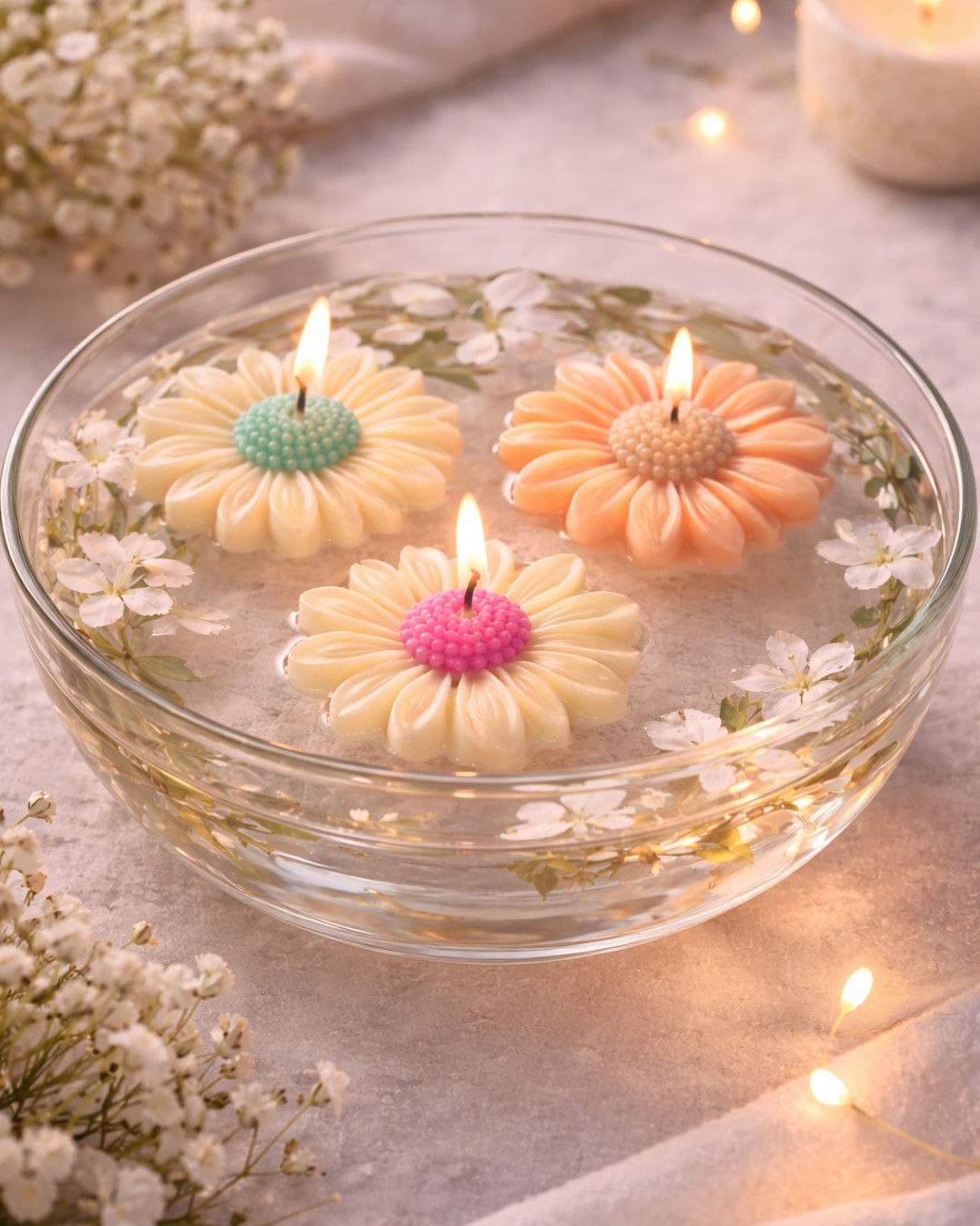 Daisy Bloom Mix Scented Floating Candle Set (Pack of 3)