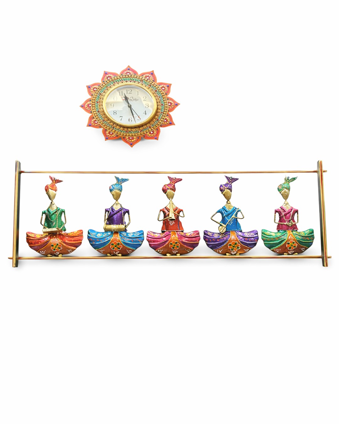 Rustic 5 Musician Doll Metal Wall Art Frame, Wall Hangings for Home Decoration (Pack of 1)