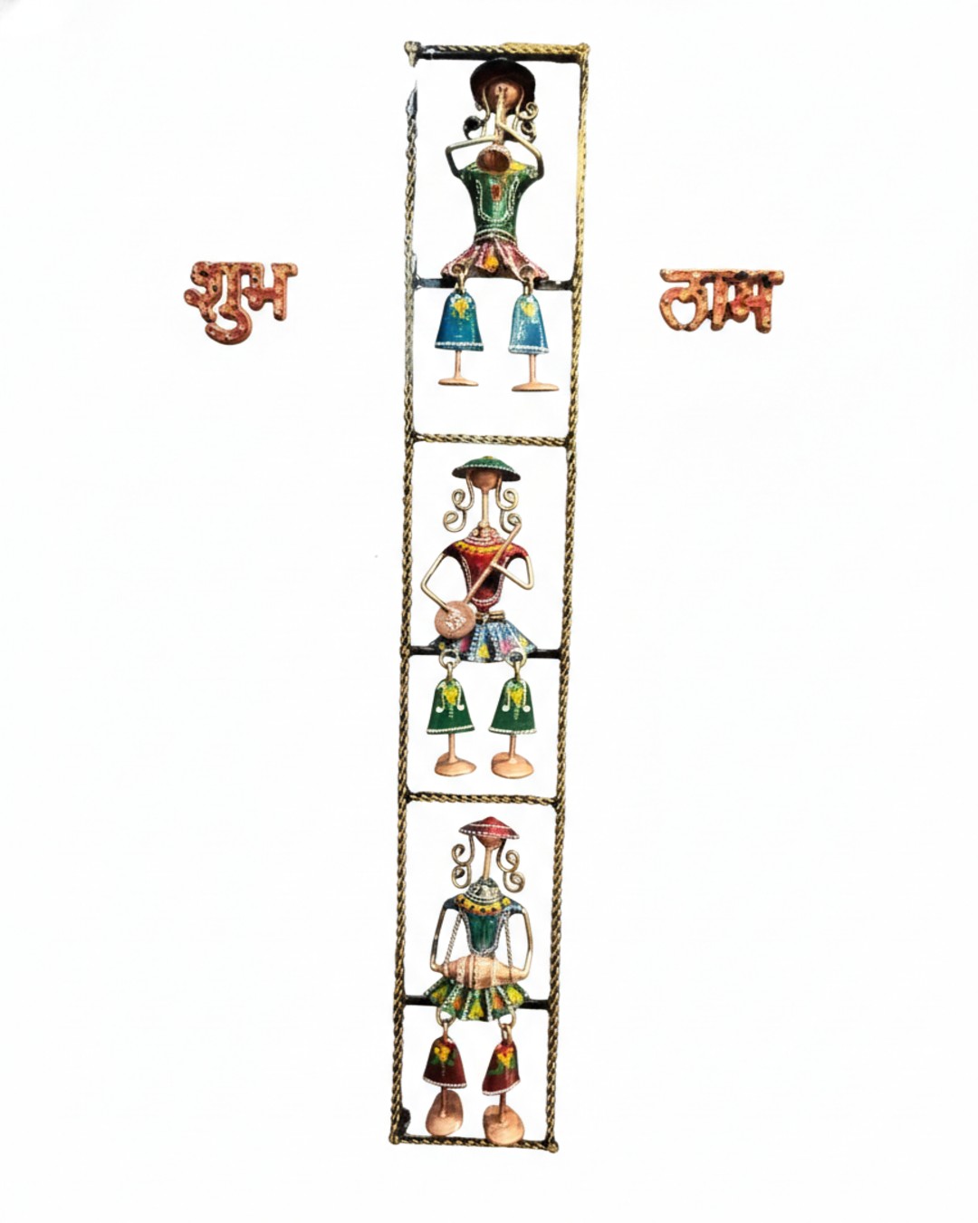 Rajasthani musician wall hanging with the words 'Shubh' and 'Labh'. (Pack of 1)