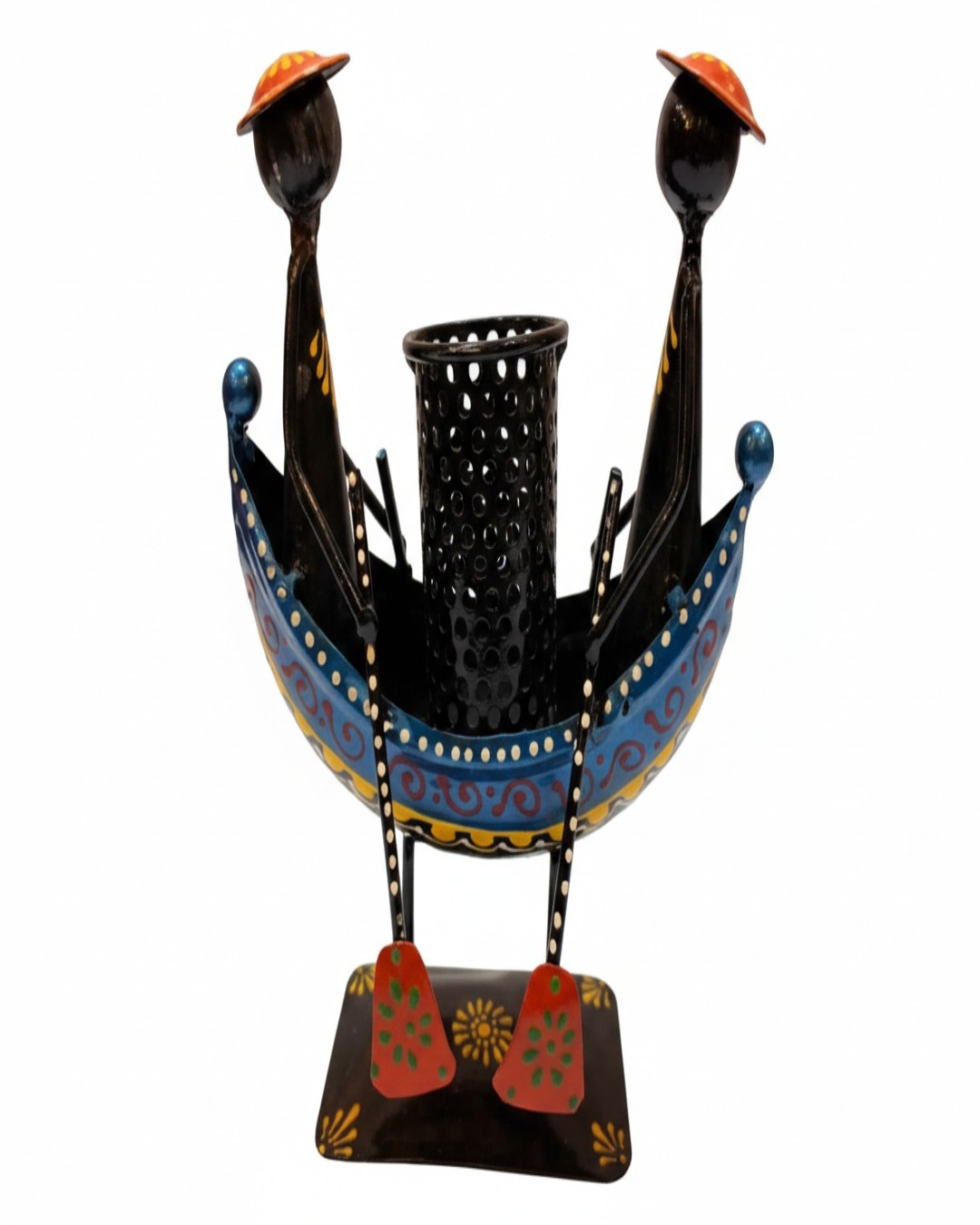 Metal Twin Lady Ship Pen Stand Mini Black (Pack of 1)