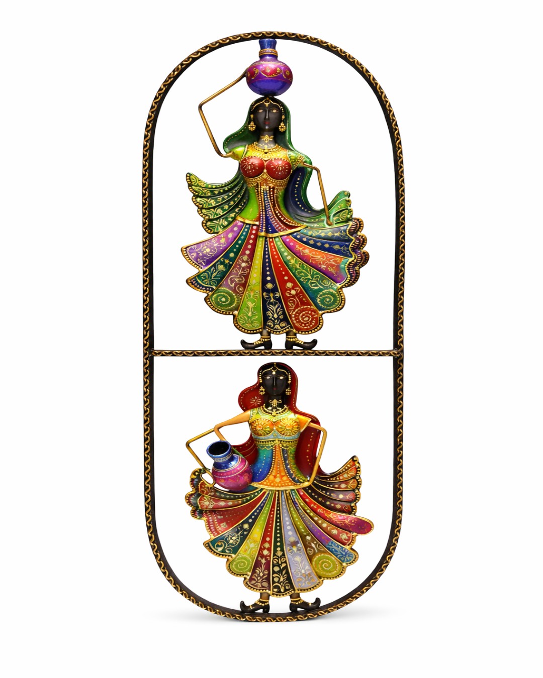 Rajasthani Handcrafted Metal Lady Wall Frame | Traditional Folk Art Decorative Wall Hanging